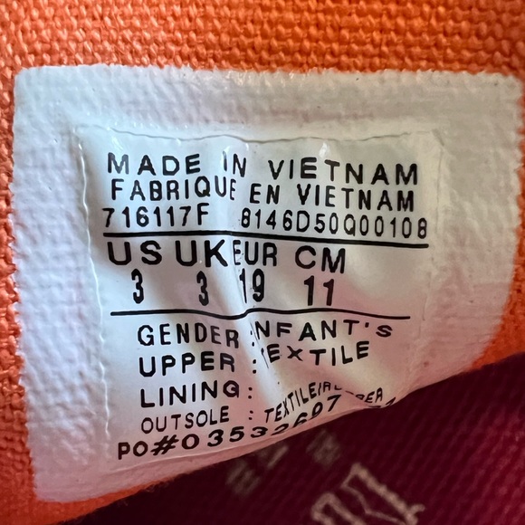 Converse All Star Girls Sneakers Multicolor 747701F Lace Up Double Tongue size 3 - Picture 3 of 5